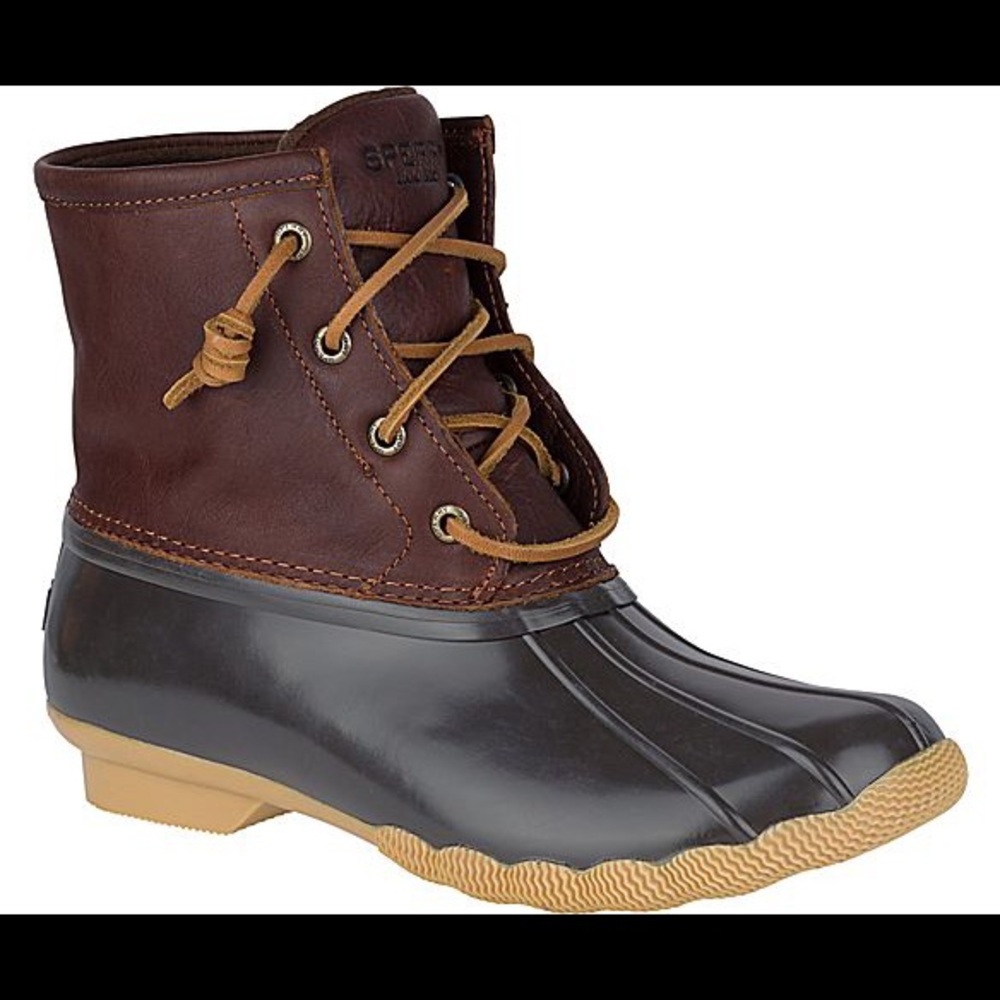 Sperry Duck Boots, size 8.5, black and brown